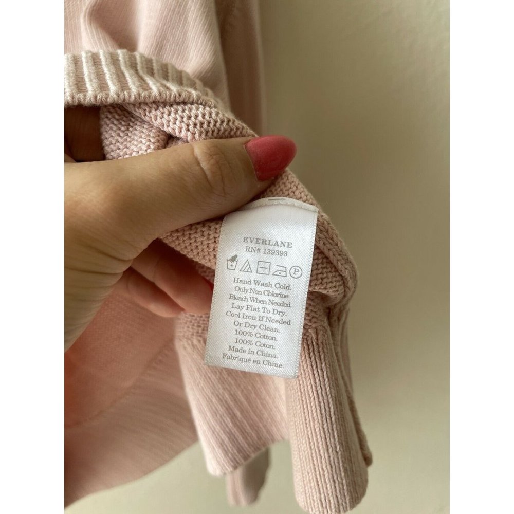 Everlane Regular Size Small Solid Pink Pullover Sw - image 4